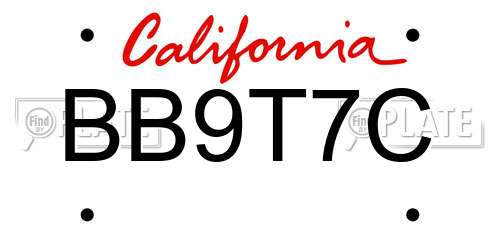 BB9T7C California License Plate