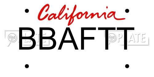 BBAFTT California License Plate