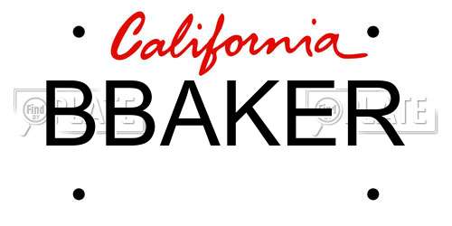 BBAKER California License Plate