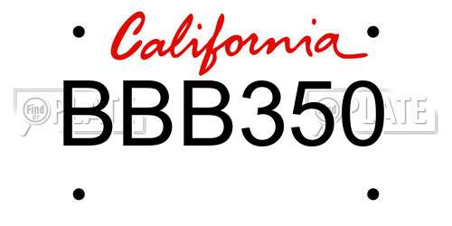 BBB350 California License Plate