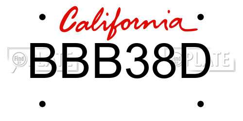 BBB38D California License Plate