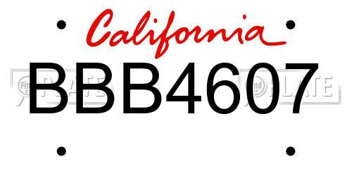 BBB4607 California License Plate
