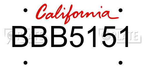 BBB5151 California License Plate
