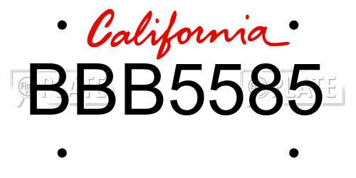 BBB5585 California License Plate