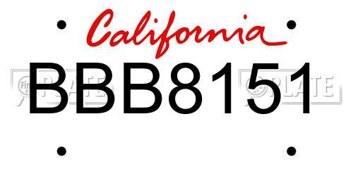 BBB8151 California License Plate
