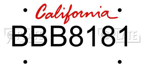 BBB8181 California License Plate