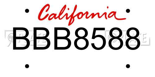 BBB8588 California License Plate