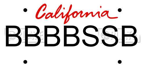 BBBBSSB California License Plate