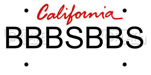 BBBSBBS California License Plate