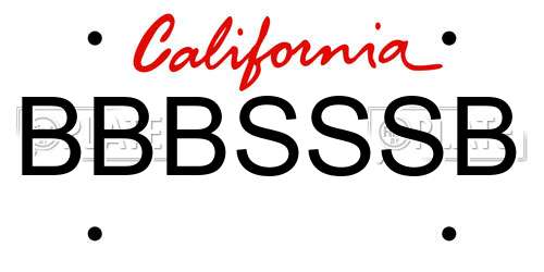 BBBSSSB California License Plate