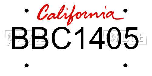 BBC1405 California License Plate