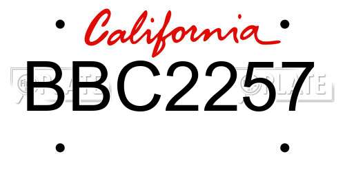 BBC2257 California License Plate