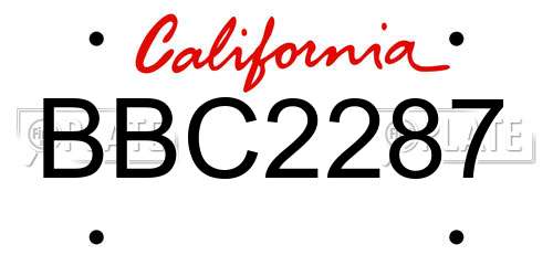 BBC2287 California License Plate