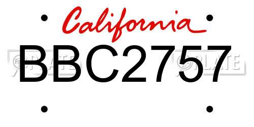 BBC2757 California License Plate