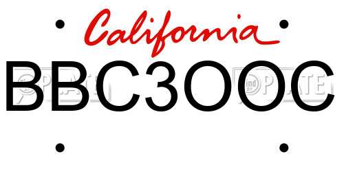 BBC3OOC California License Plate