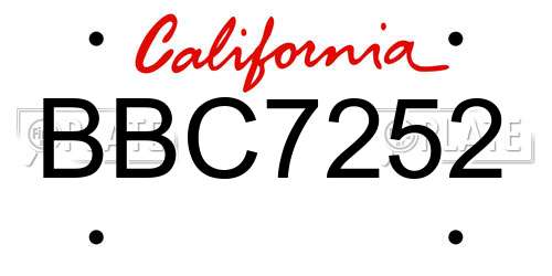 BBC7252 California License Plate