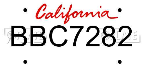 BBC7282 California License Plate
