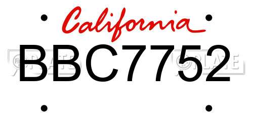 BBC7752 California License Plate