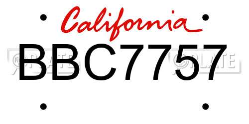 BBC7757 California License Plate