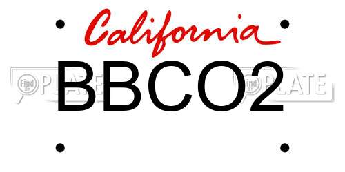 BBCO2 California License Plate