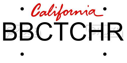 BBCTCHR California License Plate