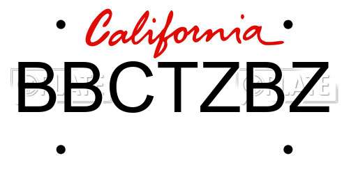 BBCTZBZ California License Plate