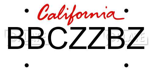 BBCZZBZ California License Plate