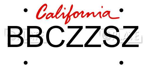 BBCZZSZ California License Plate