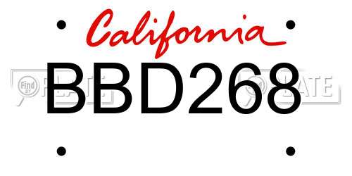 BBD268 California License Plate