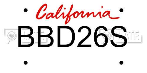 BBD26S California License Plate
