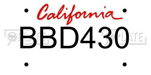 BBD430 California License Plate
