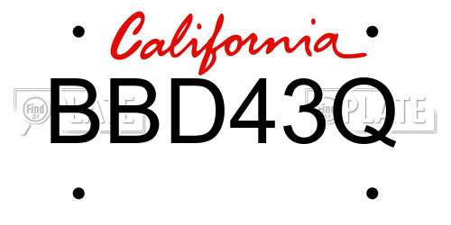 BBD43Q California License Plate