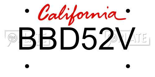 BBD52V California License Plate