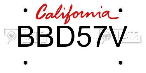BBD57V California License Plate