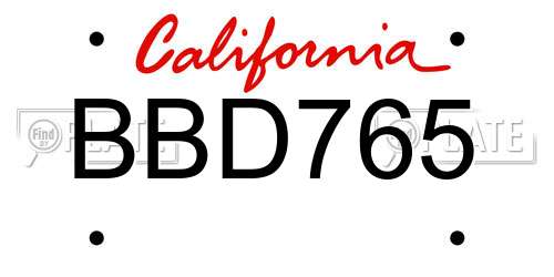 BBD765 California License Plate