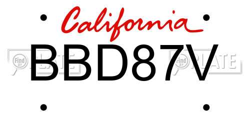 BBD87V California License Plate