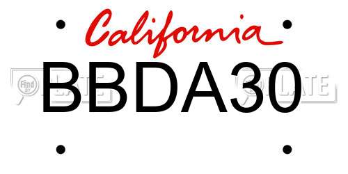 BBDA30 California License Plate