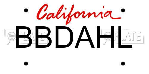 BBDAHL California License Plate