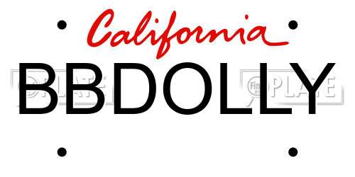 BBDOLLY California License Plate