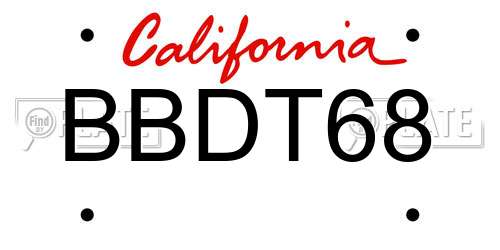 BBDT68 California License Plate
