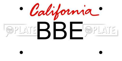 BBE California License Plate