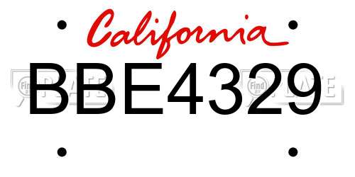 BBE4329 California License Plate