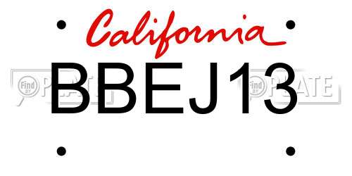 BBEJ13 California License Plate