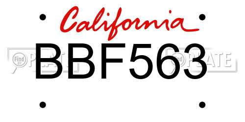 BBF563 California License Plate