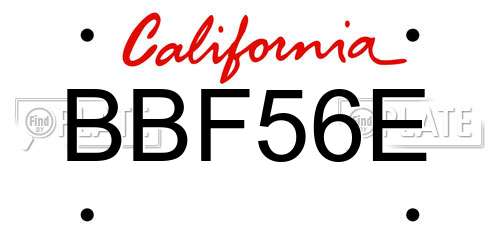 BBF56E California License Plate