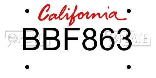 BBF863 California License Plate