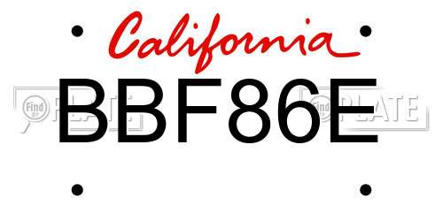 BBF86E California License Plate
