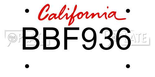 BBF936 California License Plate