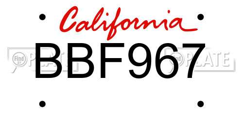 BBF967 California License Plate