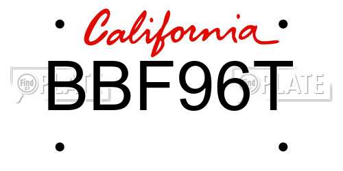 BBF96T California License Plate